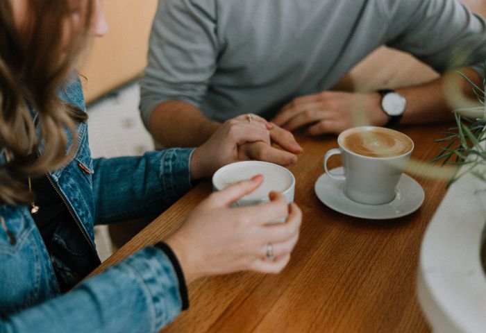 People having coffee in a cafe